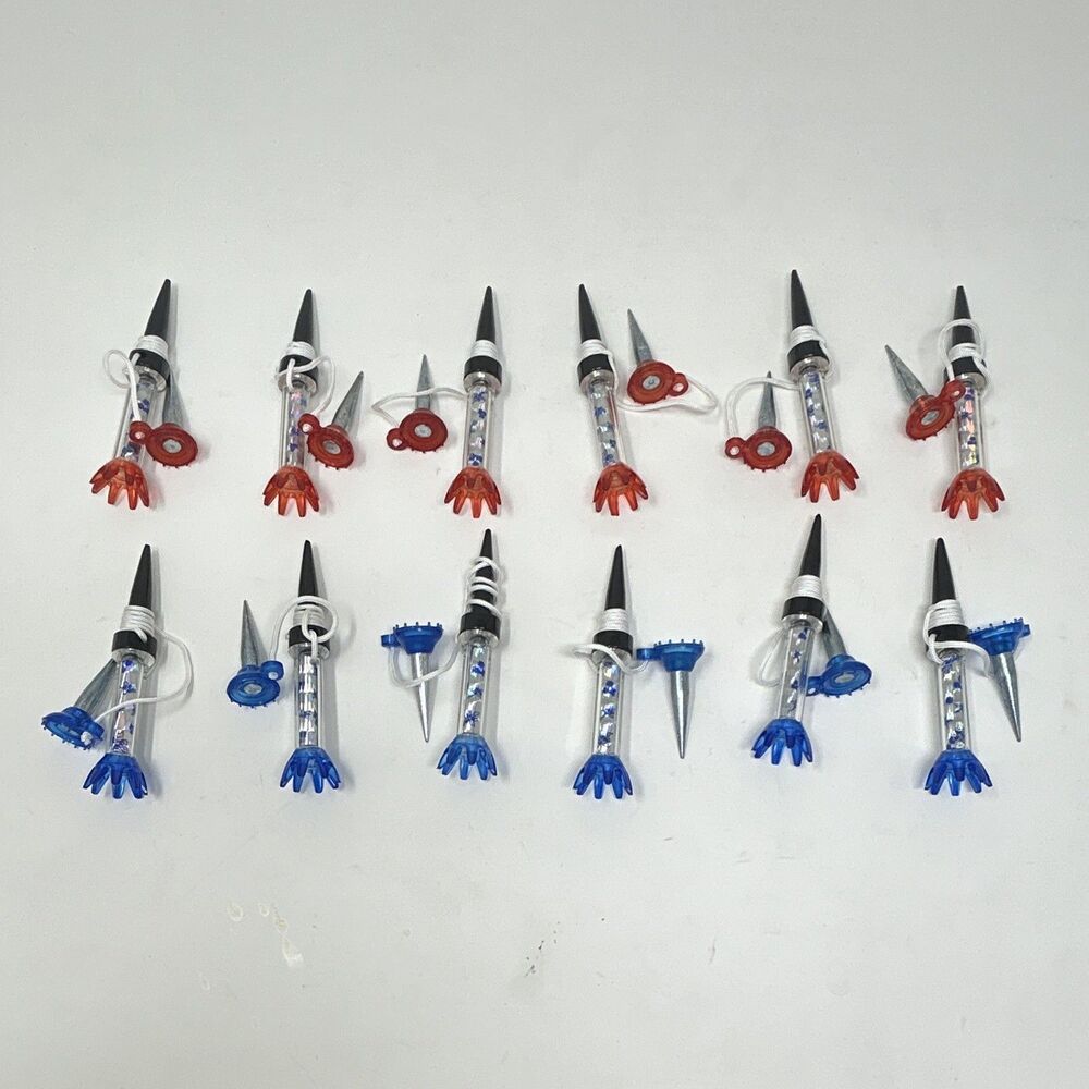 Novelty Rocket String Light Bulbs, Red & Blue Light, Clear Plastic, Black